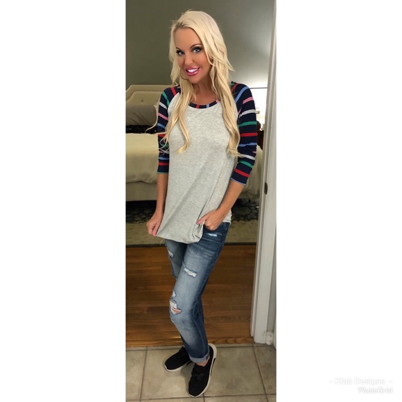 💕SO Cute! Multi Stripe Raglan Top! - Picture 3 of 3